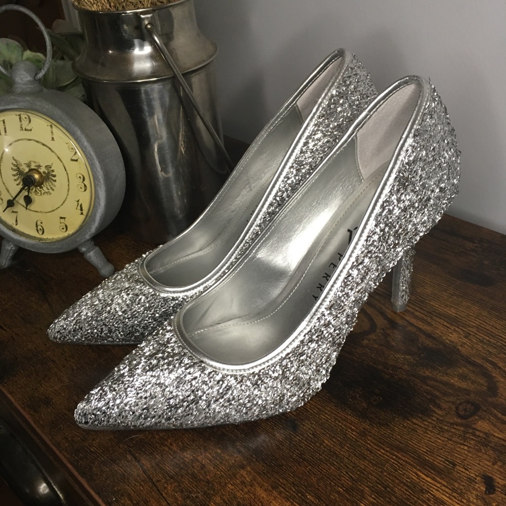 Katy Perry The Sissy Silver Confetti Pumps Heels